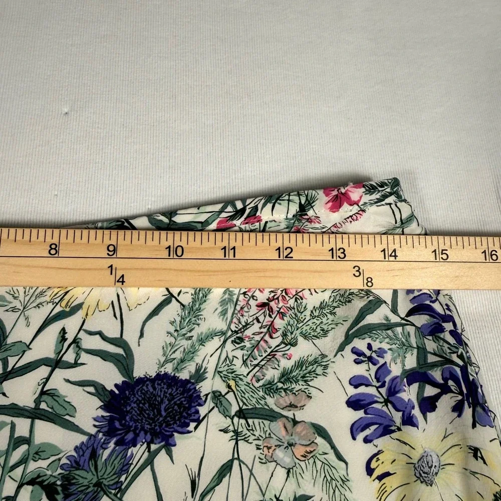 Ann‎ Taylor Loft Skirt 6 White Floral 100% Silk Tiered Ruffle Botanical